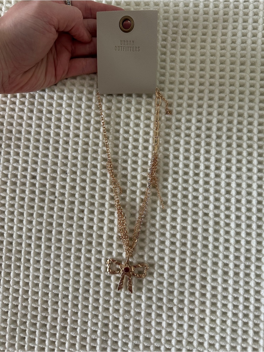 Urban Outfitters Gold Bow Pendant Necklace